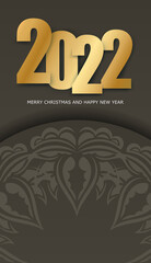 Greeting Flyer Template 2022 Merry Christmas Brown Color with Winter Light Pattern