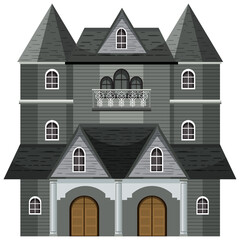 Isolated haunted mansion facade