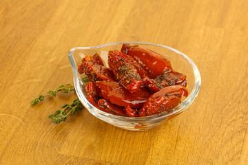 Sun-dried natural Italian tomato in the bowl
