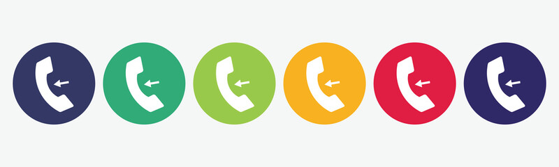 Set the collection of 6 buttons with call icon.