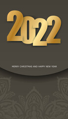 2022 Happy New Year Flyer in Brown color with vintage light pattern