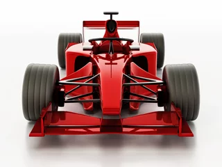 Gordijnen Generieke Formule 1 racewagen geïsoleerd op een witte achtergrond. 3D illustratie © Destina