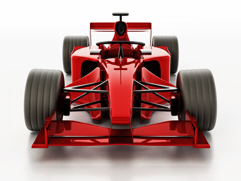 Generic Formula 1 racing car isolated on white background. 3D illustration