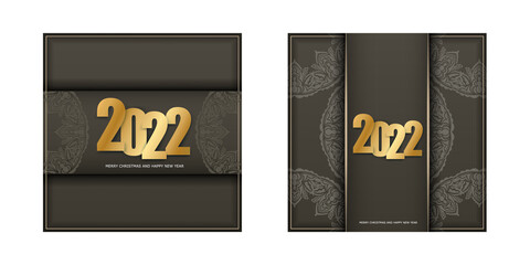 2022 Happy New Year Brown Color Flyer with Abstract Light Pattern