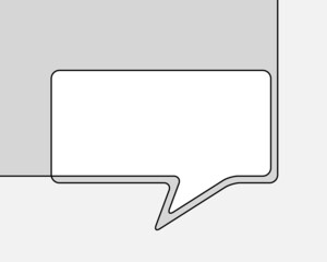 Fototapeta premium One line drawing of speech bubble, Black and white vector minimalistic linear shape made of continuous line rectangular with round corners on grayscale background