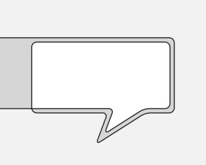 One line drawing of speech bubble, Black and white vector minimalistic linear shape made of continuous line rectangular with round corners on grayscale background