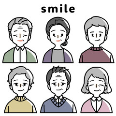人物イラストセット_シニア_笑顔