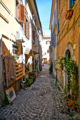 Fototapeta na wymiar A narrow street in Castelgandolfo, a medieval town overlooking a lake in the province of Rome, Italy.