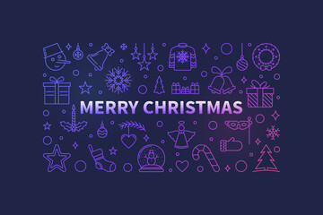 Merry Christmas vector colored illustration - Xmas banner