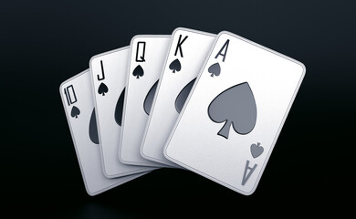 casino cards poker blackjack baccarat gold chips 3d render 3d rendering illustration	