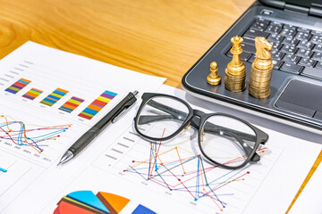 Fundamental and technical analysis for professional technical trading as concept. Digital graph of...