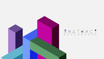 Abstract background. 3d cubes, cubic elements and blocks. Techno or business concept for wallpaper, banner, background, landing page