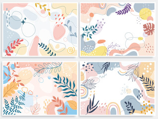 Fototapeta na wymiar Set flower Spring background with beautiful. flower background for design. Colorful background with tropical plants. Place for your text.