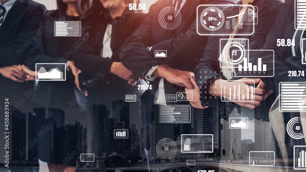 Poster conceptual business dashboard for financial data analysis . 3d render computer graphic .