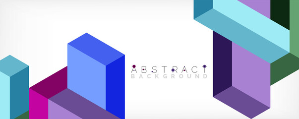 Abstract background. 3d cubes, cubic elements and blocks. Techno or business concept for wallpaper, banner, background, landing page