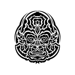 Monkey head coloring book illustration. Black and white lines. Print for t-shirts and coloring books.