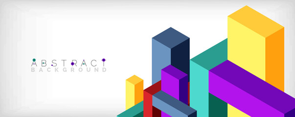 Abstract background. 3d cubes, cubic elements and blocks. Techno or business concept for wallpaper, banner, background, landing page