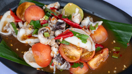 Thai food mixed spicy salads and rice dishes 