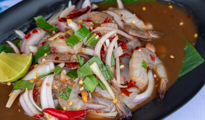 Thai food mixed spicy salads and rice dishes 