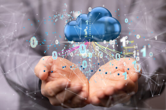 Artificial Intelligence Cloud technology. Integrated digital web concept background