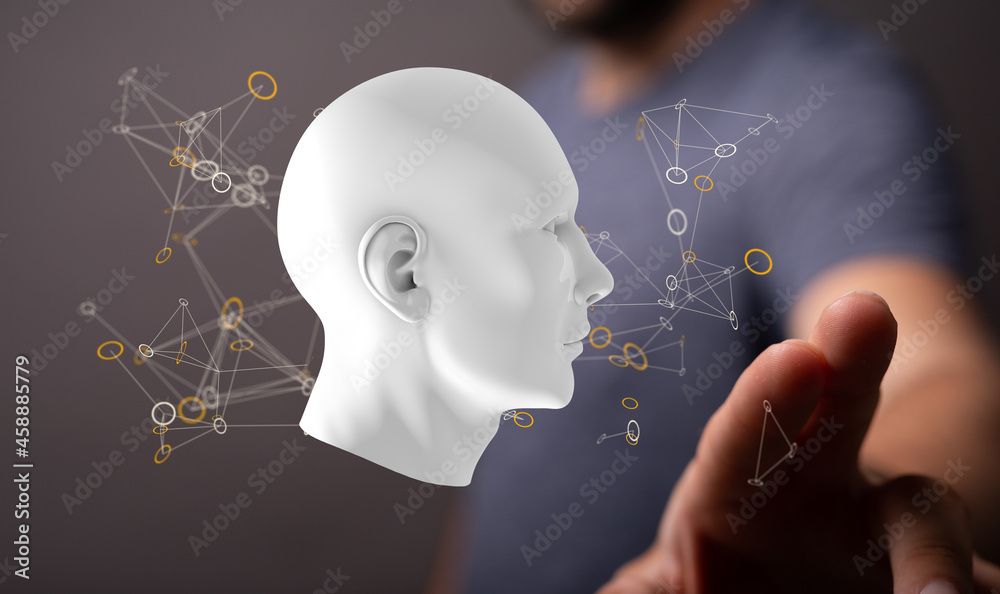 Poster Artificial intelligence concept. Virtual technology web background