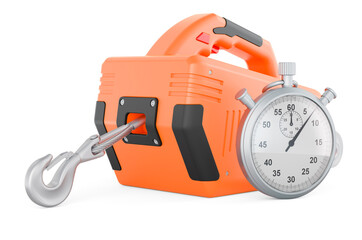 Stopwatch with electric winch, 3D rendering
