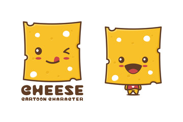 cute cheese slice mascot, isolated on white background