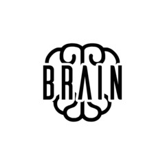 Brain word icon isolated on white background