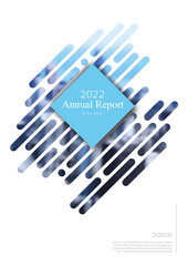 Light annual report front cover page template with photo