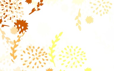 Fototapeta na wymiar Light Yellow vector doodle backdrop with flowers