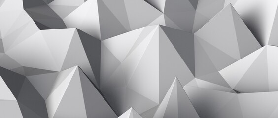 Fototapeta premium 3D rendering of silver color triangle polygonal