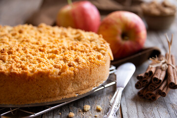 Sweet baked crumble cake with apples