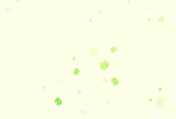 Fototapeta na wymiar Light Green vector doodle backdrop with leaves.