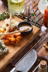 bruschetta on a wooden board