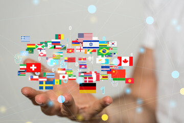 Global communication, international messaging and translation concept