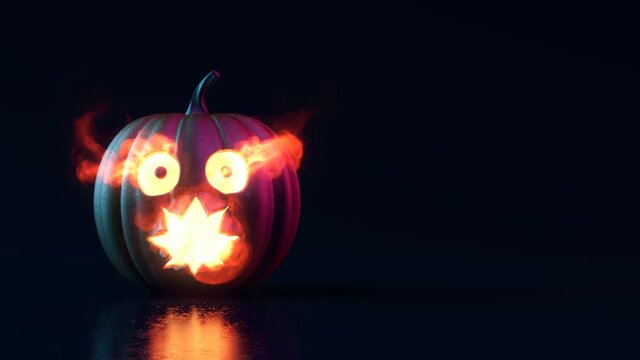 Halloween pumpkin jack-o head with fire