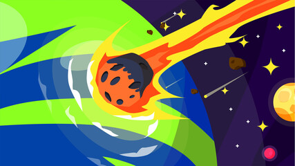 Fototapeta premium Asteroid crashed into earth 1 - Space Background Illustration