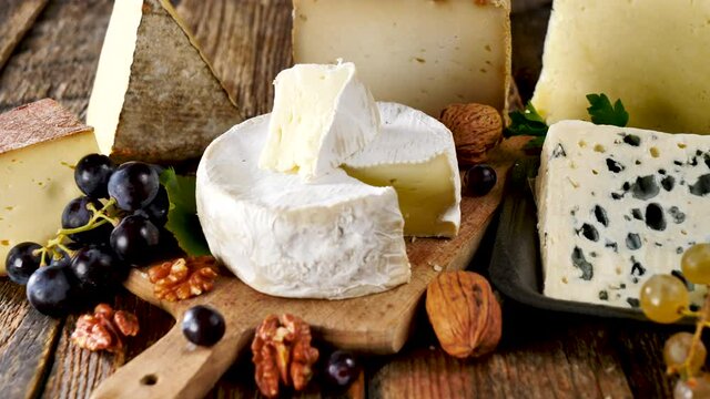 dairy products on wooden board