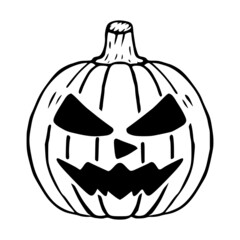 Mad Jack O Lantern glyph icon, halloween pumpkin isolated