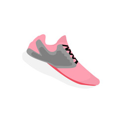 Pink sport sneakers vector isolated on white background.