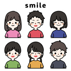 人物イラストセット_子供_笑顔