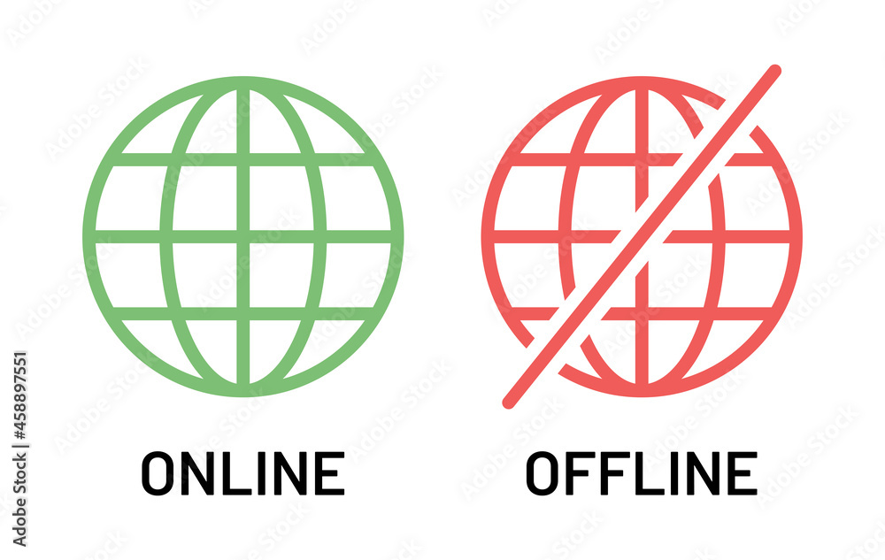 Poster online and offline icon. globe icon symbol of internet connection.