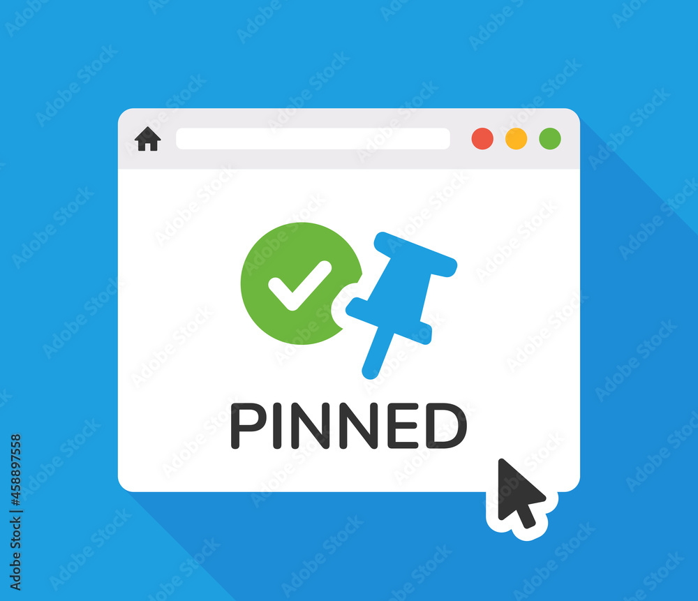 Poster pinned icon. push pin on web browser icon vector illustration.