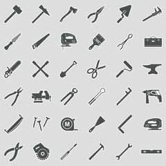 Tools Icons. Sticker Design. Vector Illustration.