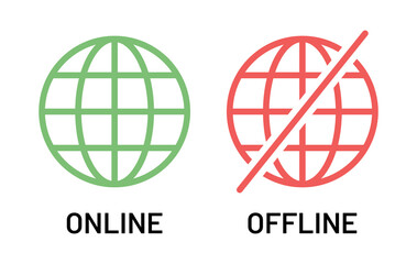 Online and offline icon. Globe icon symbol of internet connection. - obrazy, fototapety, plakaty