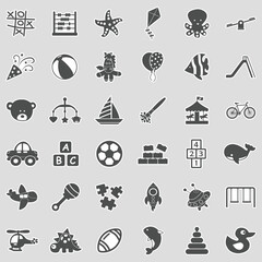 Toys And Fun Icons. Sticker Design. Vector Illustration.