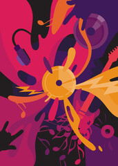 Rock music poster. Placard design in abstract style.