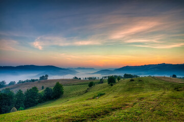 Fototapeta premium Colorful Autumn Landscape In The Mountains. Sunrise