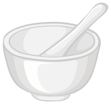recommend clip art: White mortar and pestle kitchenware isolated on white background