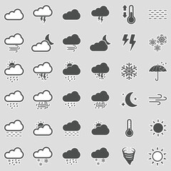 Obraz premium Weather Icons. Sticker Design. Vector Illustration.